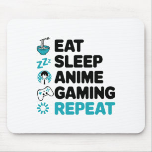 Eat Sleep Anime Gaming Repeat Video Gamer Anime Lo Mouse Mat