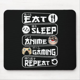 Eat Sleep Anime Gaming Shirt Repeat Kawaii Anime G Mouse Mat