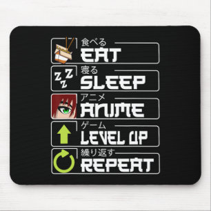Eat Sleep Anime Level Up Repeat Otaku Anime Manga Mouse Mat
