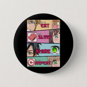 Eat Sleep Anime Lover Otaku Girl Japanese Ramen 6 Cm Round Badge