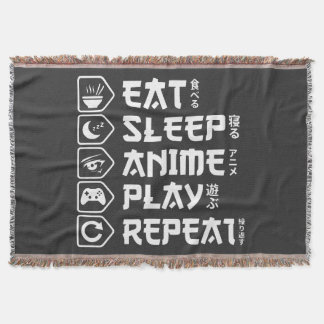 Eat Sleep Anime Play Repeat Otaku Anime Lifestyle Throw Blanket
