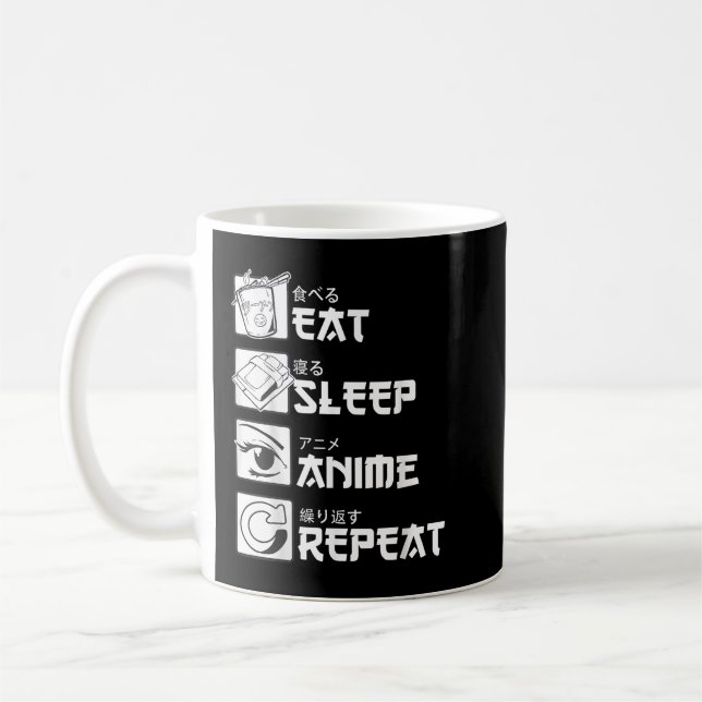 Eat Sleep Anime Repea, Funny Japanese Manga Gift T Coffee Mug (Left)