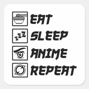 Eat Sleep Anime Repeat Anime Lover Manga Otaku Square Sticker