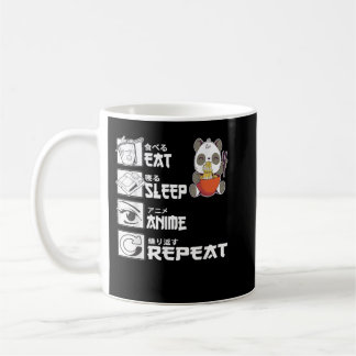 Eat Sleep Anime Repeat Bear Eating Ramen Japanese Coffee Mug
