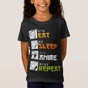 eat sleep anime repeat  funny japanese manga T-Shirt