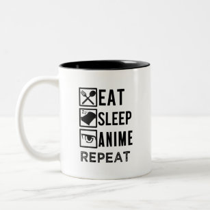 Eat Sleep Anime Repeat funny saying coffee mug