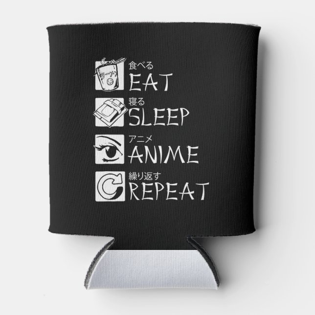 Eat Sleep Anime Repeat Gift Idea Cosplayer Can Cooler (Front)