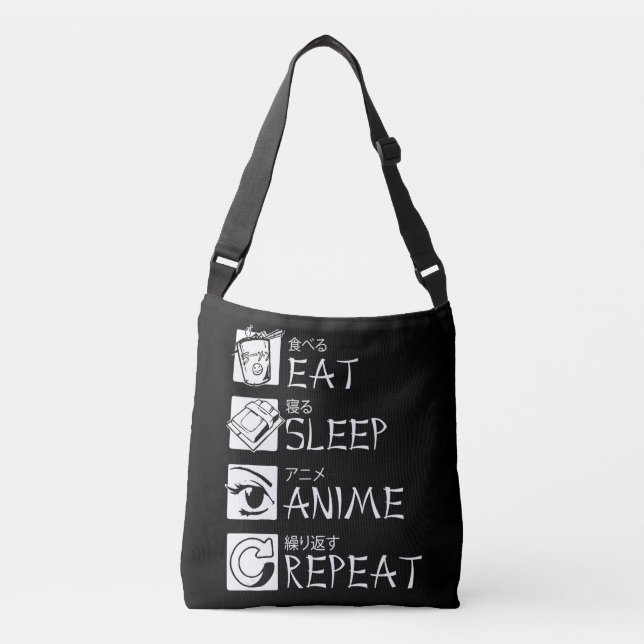 Eat Sleep Anime Repeat Gift Idea Cosplayer Crossbody Bag (Front)