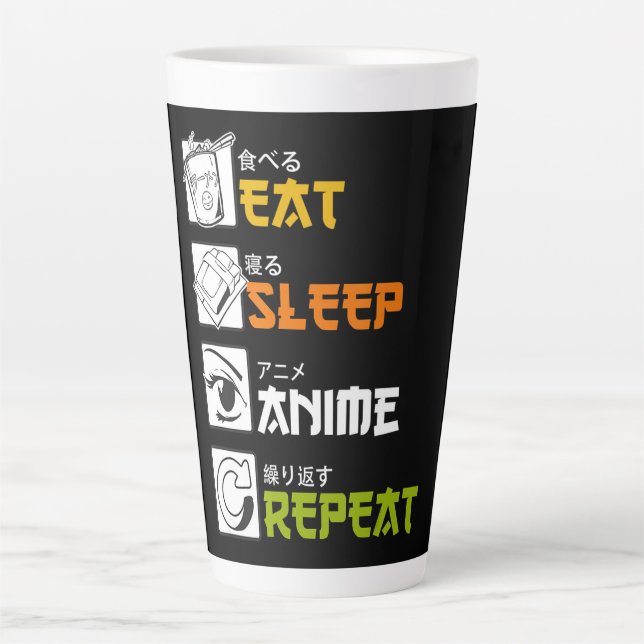 Eat Sleep Anime Repeat Gift Idea Cosplayer Latte Mug (Front)