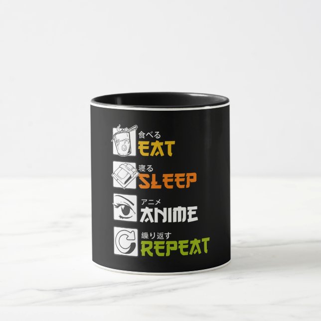 Eat Sleep Anime Repeat Gift Idea Cosplayer Mug (Center)