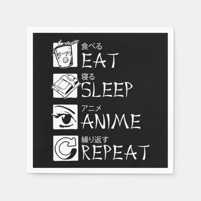 Eat Sleep Anime Repeat Gift Idea Cosplayer Napkin (Front)