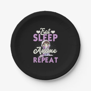 Eat Sleep Anime Repeat Gift Idea Cosplayer Paper Plate