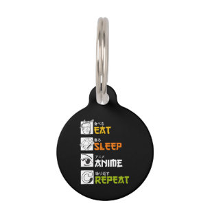 Eat Sleep Anime Repeat Gift Idea Cosplayer Pet Tag
