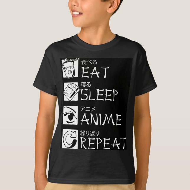 Eat Sleep Anime Repeat Gift Idea Cosplayer T-Shirt (Front)