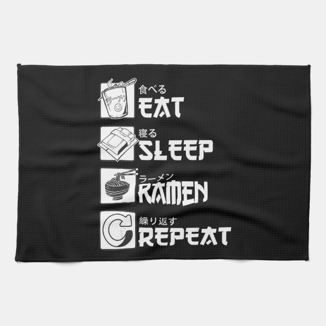 Eat Sleep Anime Repeat Gift Idea Cosplayer Tea Towel (Horizontal)