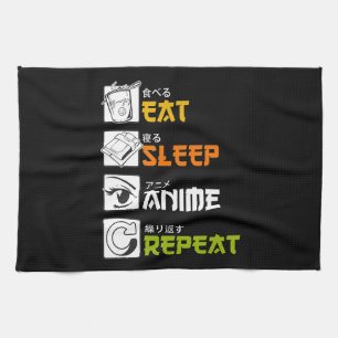 Eat Sleep Anime Repeat Gift Idea Cosplayer Tea Towel