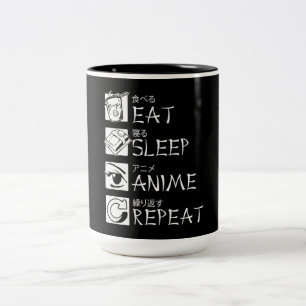 Eat Sleep Anime Repeat Gift Idea Cosplayer Two-Tone Coffee Mug