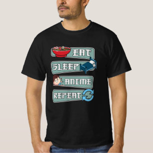 Eat Sleep Anime Repeat Japanese Kawaii Design T-Shirt
