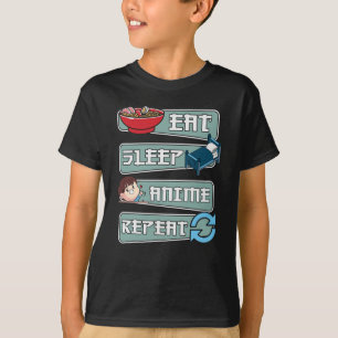 Eat Sleep Anime Repeat Japanese Kawaii Design T-Shirt