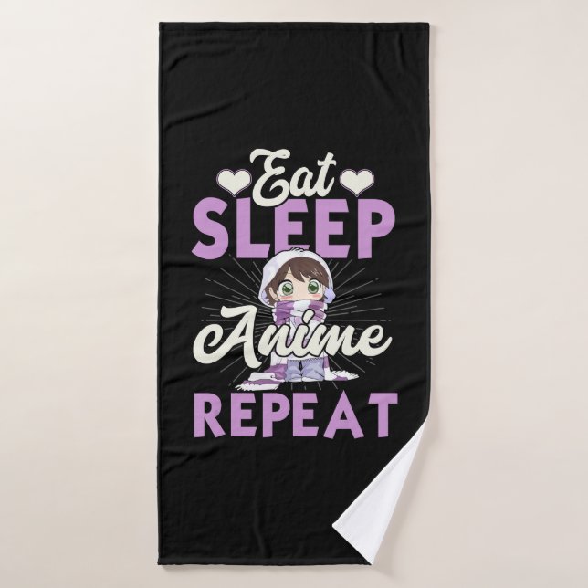 Eat Sleep Anime Repeat Japanese Manga Lover Bath Towel (Bath Towel)