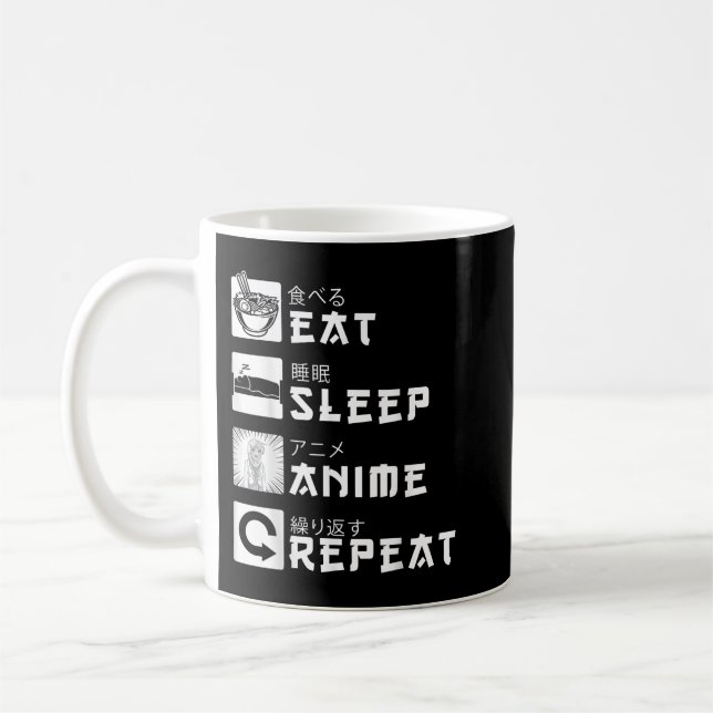 Eat Sleep Anime Repeat Japanese Manga Lover Cospla Coffee Mug (Left)