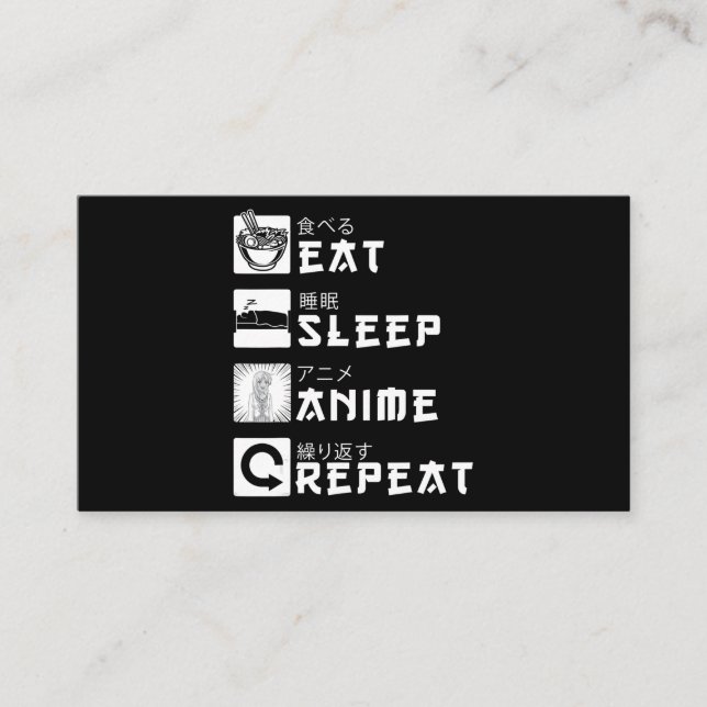 Eat Sleep Anime Repeat Japanese Manga Lover Enclosure Card (Front)