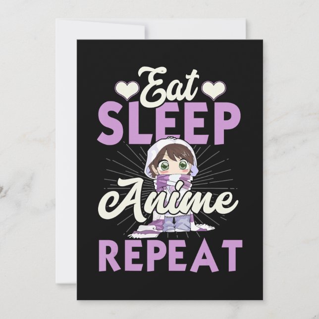 Eat Sleep Anime Repeat Japanese Manga Lover Invitation (Front)