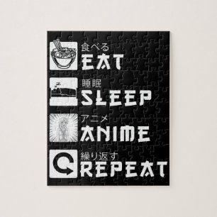 Eat Sleep Anime Repeat Japanese Manga Lover Jigsaw Puzzle