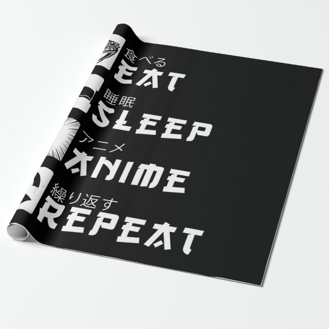 Eat Sleep Anime Repeat Japanese Manga Lover Wrapping Paper (Unrolled)