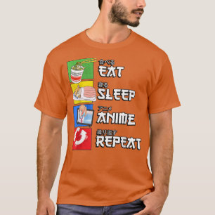 Eat Sleep Anime Repeat Manga Japan Kanji Ramen shi T-Shirt