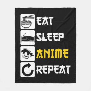 Eat Sleep Anime Repeat  Manga Japan Saying Cosplay Fleece Blanket