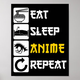 Eat Sleep Anime Repeat  Manga Japan Saying Cosplay Poster