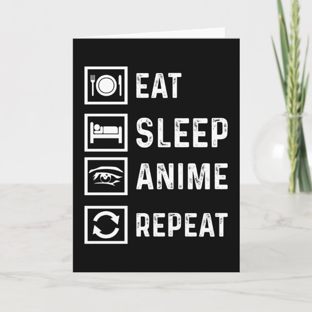 Eat Sleep Anime Repeat Manga Japanese funny Gift Card (Front)