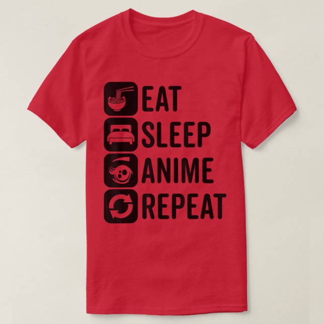 Eat Sleep Anime Repeat Otaku Anime Kawaii Aestheti T-Shirt (Design Front)
