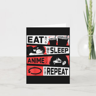 Eat Sleep Anime Repeat Otaku Japanese Manga Kawaii Card