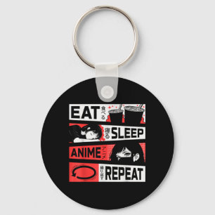 Eat Sleep Anime Repeat Otaku Japanese Manga Kawaii Key Ring