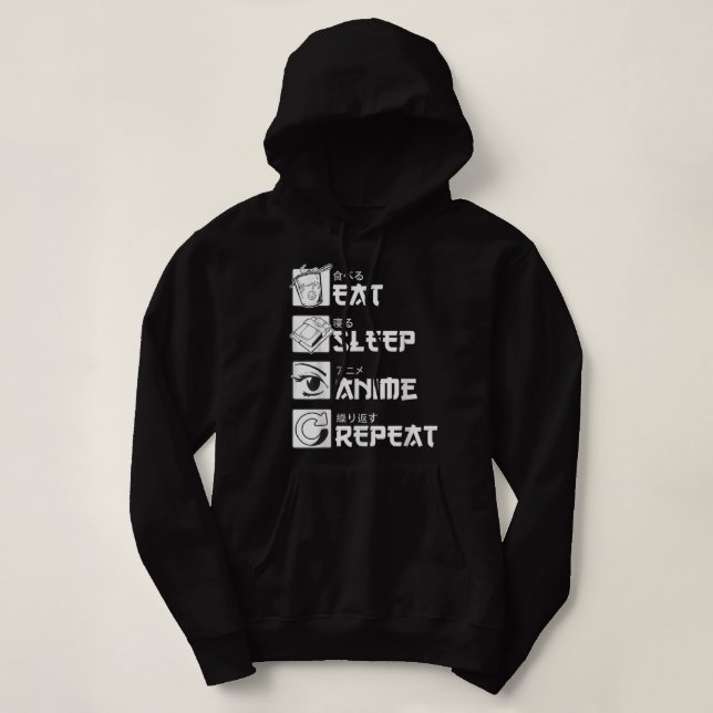 Eat Sleep Anime Repeat Shirt, Funny Japanese Manga Hoodie (Design Front)