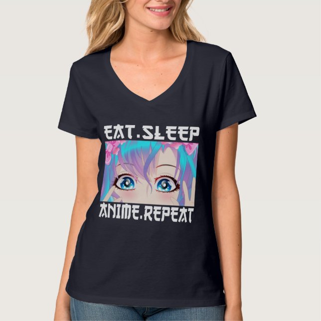 Eat Sleep Anime Repeat  T-Shirt (Front)