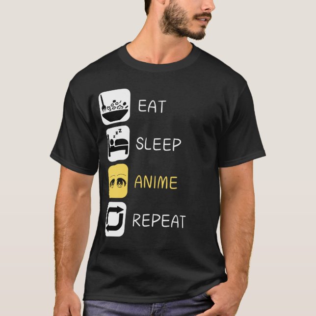 Eat Sleep Anime Repeat T-Shirt (Front)