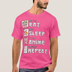 Eat Sleep Anime Repeat  Teen Girls Gift Women Japa T-Shirt