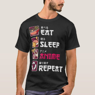 Eat sleep Anime repeat tshirt cute Manga Japanese 
