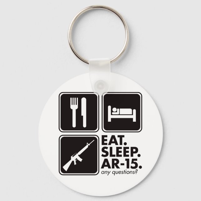 Eat Sleep AR-15 - Black Key Ring (Front)