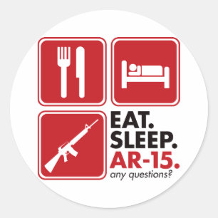 Eat Sleep AR-15 - Red Classic Round Sticker