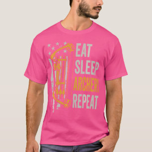 Eat Sleep Archery Repeat Bow Usa Funny Wo (Back) T-Shirt