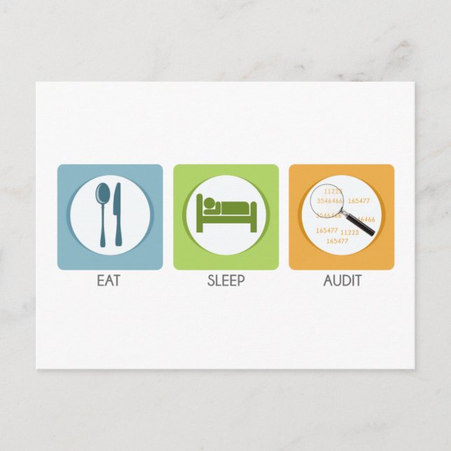 Eat Sleep Audit! Postcard (Front)