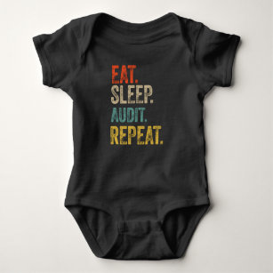 Eat sleep audit repeat retro vintage baby bodysuit