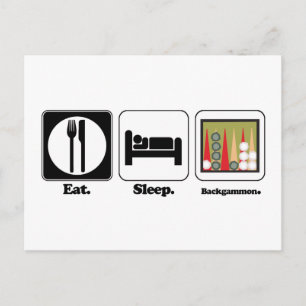 eat sleep backgammon postcard