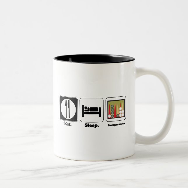 eat sleep backgammon Two-Tone coffee mug (Right)