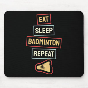 Eat Sleep Badminton Repeat Badminton Player Retro Mouse Mat