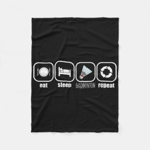 Eat, Sleep, Badminton, Repeat - Funny Badminton Pl Fleece Blanket